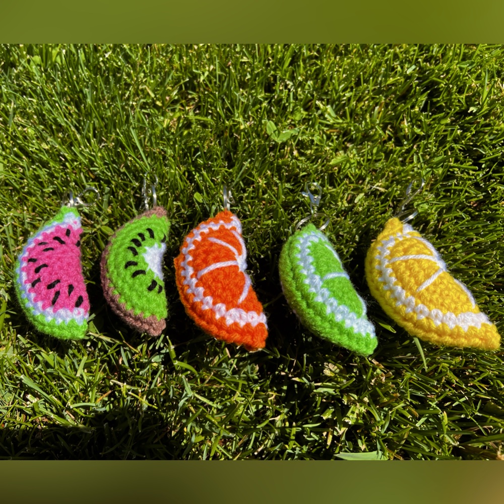 Custom Bundle of 3 Hand Crocheted Lime Keychains